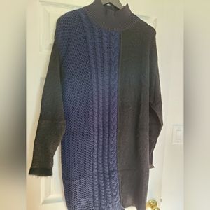 Sportmax Code Asymmetrical Sweater Dress in Navy and Black